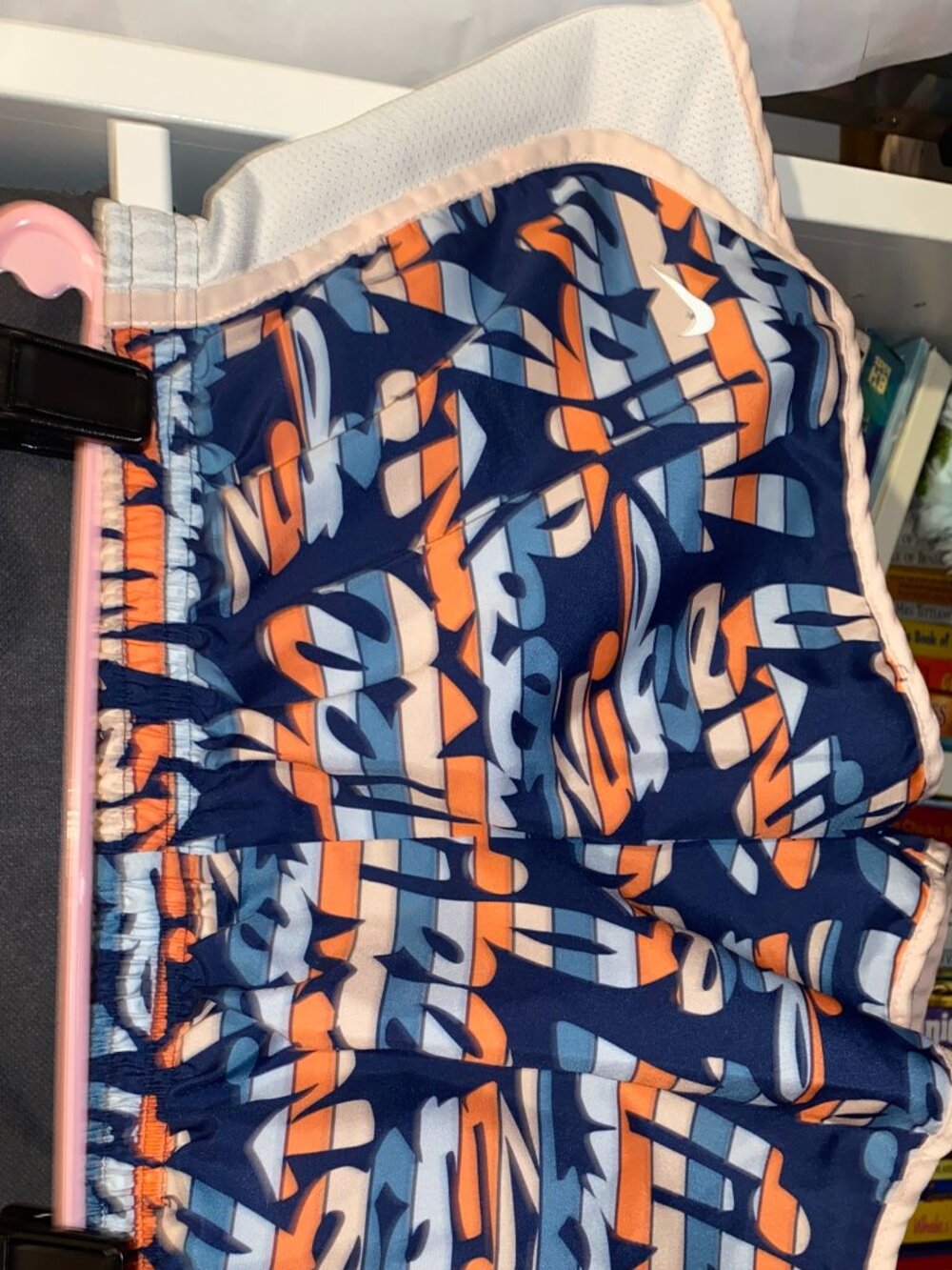 Girls Nike Dri-FIT Athletic Shorts – Size Medium – Blue and Oranges